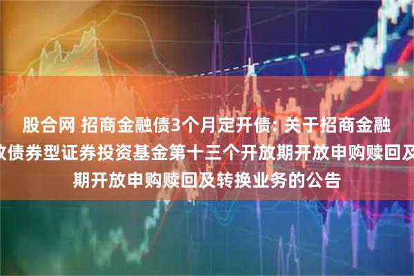 股合网 招商金融债3个月定开债: 关于招商金融债3个月定期开放债券型证券投资基金第十三个开放期开放申购赎回及转换业务的公告
